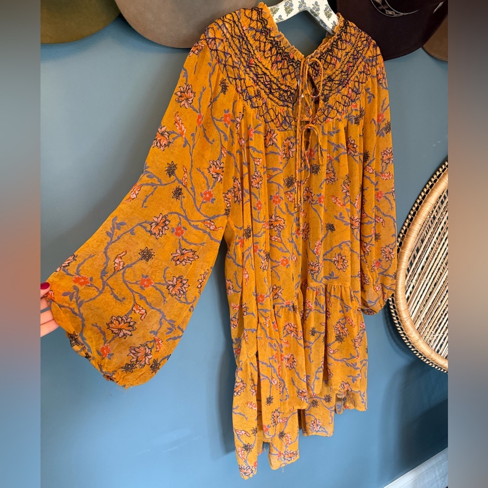 FREE PEOPLE mustard KEEPING UP WITH KARA tunic sz large - Picture 5 of 15